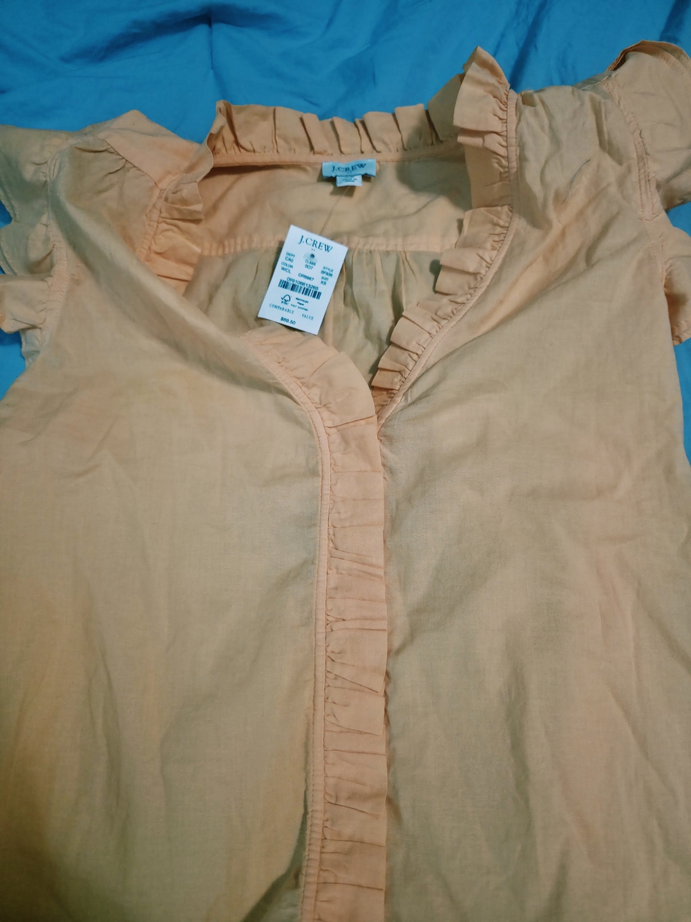 J. Crew Factory Womens Flutter Sleeves Ruffle Blouse. Size XS NWT